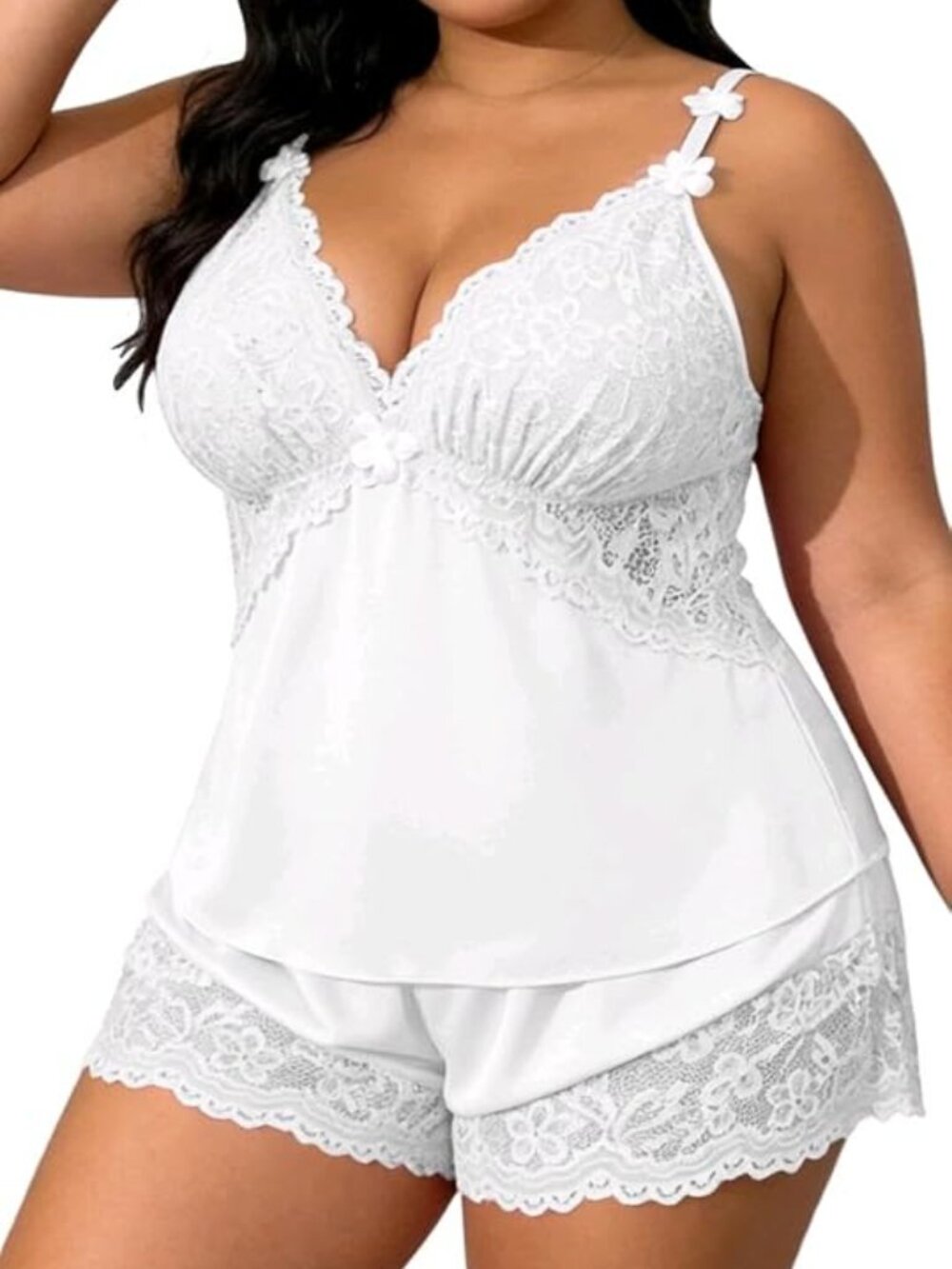 Satin Lace Camisole and Shorts Sleepwear Set